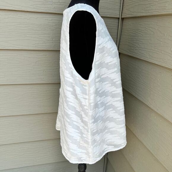 HALOGEN lace texturized sleeveless top white, women's XL - Picture 6 of 9